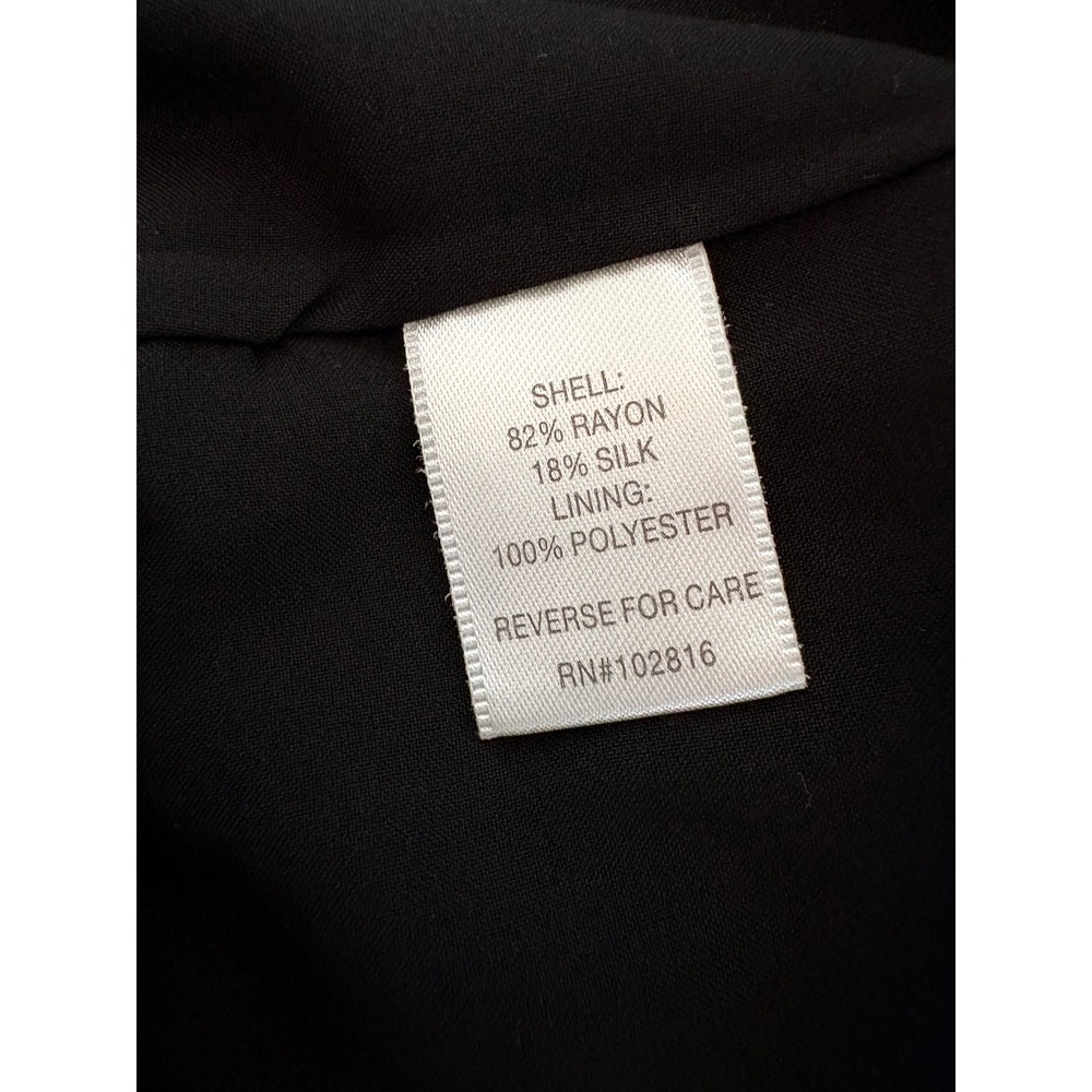Garnet Hill Womens Black Rayon Silk Velvet Open Front Shawl Casual Blazer Size 6 - Picture 10 of 11